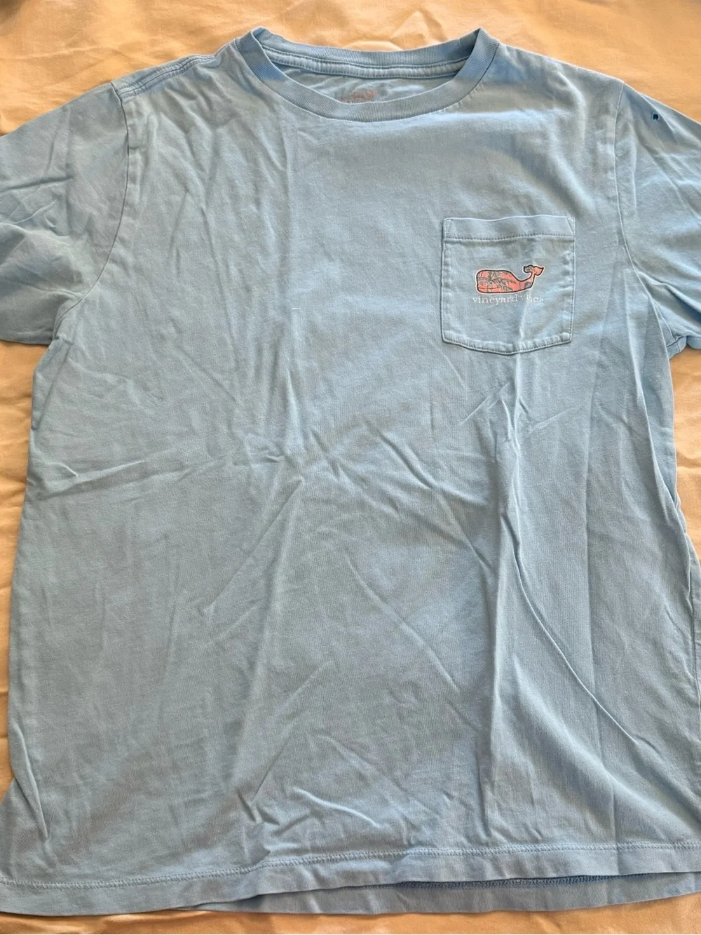 Vineyard Vines Youth Large 16 Blue Graphic Pocket T-Shirt Whale Palm Tree Logo - Picture 3 of 5